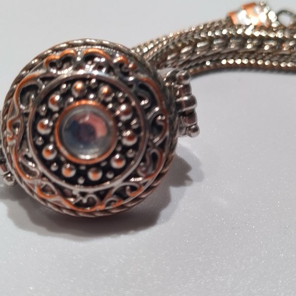 Triple Strand Italian Charm Bracelet Rhinestone Vintage 7"-9" - Picture 2 of 5